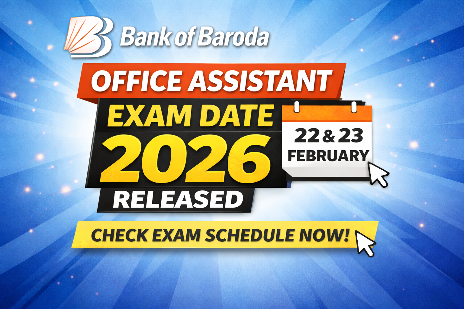 Bank of Baroda Office Assistant Exam Date 2026 Released