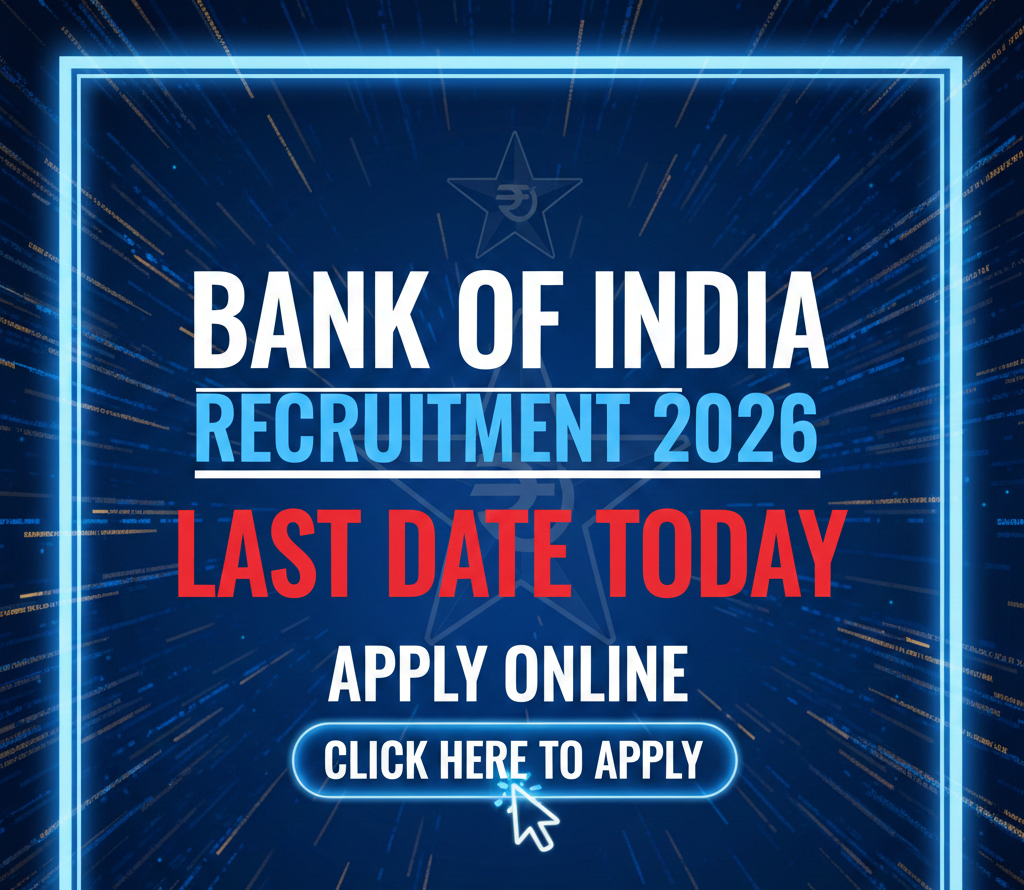 Bank of India Recruitment 2026 Last Date Today | Apply Online at bankofindia.co.in