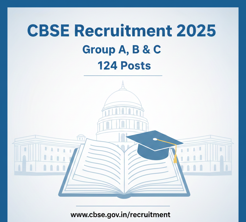 CBSE Group A, B & C Recruitment 2025 – 124 Vacancies, Notification, Eligibility & Online Form