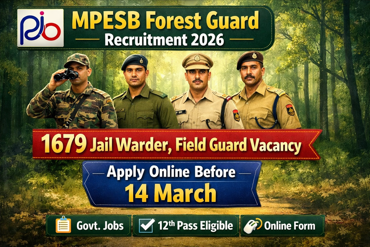 MPESB Forest Guard Recruitment 2026 | 1679 Jail Warder, Field Guard Vacancy | Apply Online Before 14