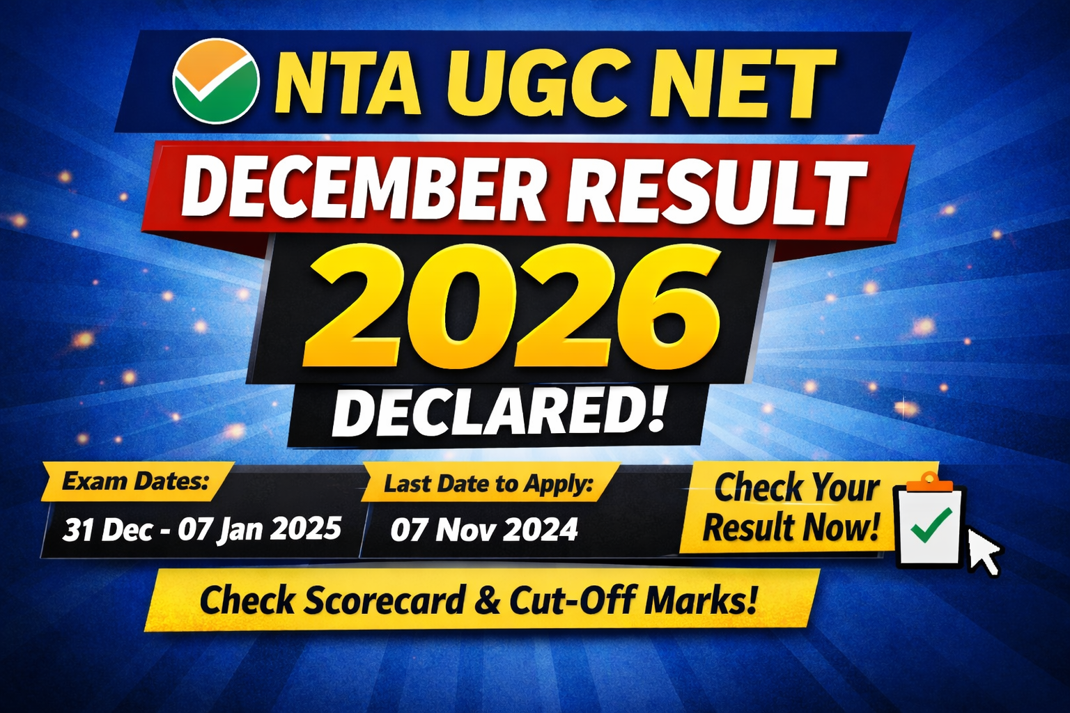 NTA UGC NET December Result 2026 Declared