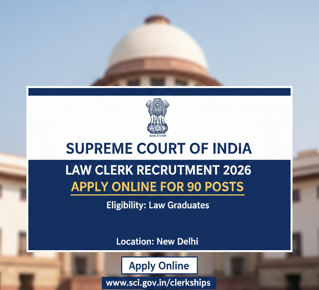 Supreme Court Law Clerk Recruitment 2026 – Apply Online for 90 Posts