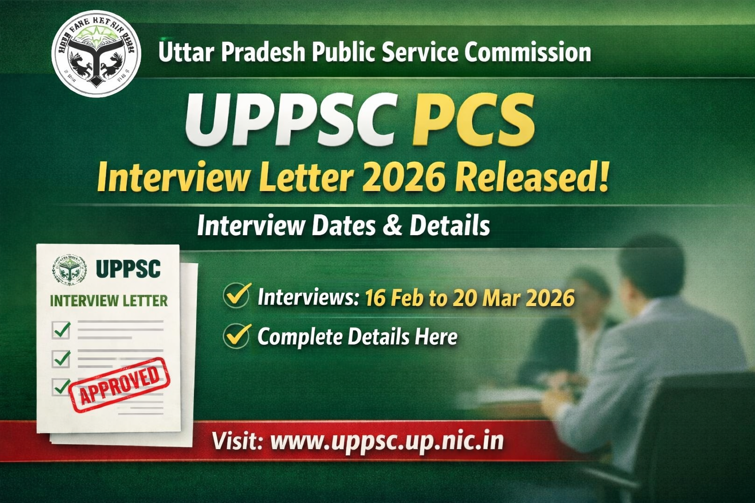 UPPSC PCS Interview Letter 2026 Released | Interview Dates & Details